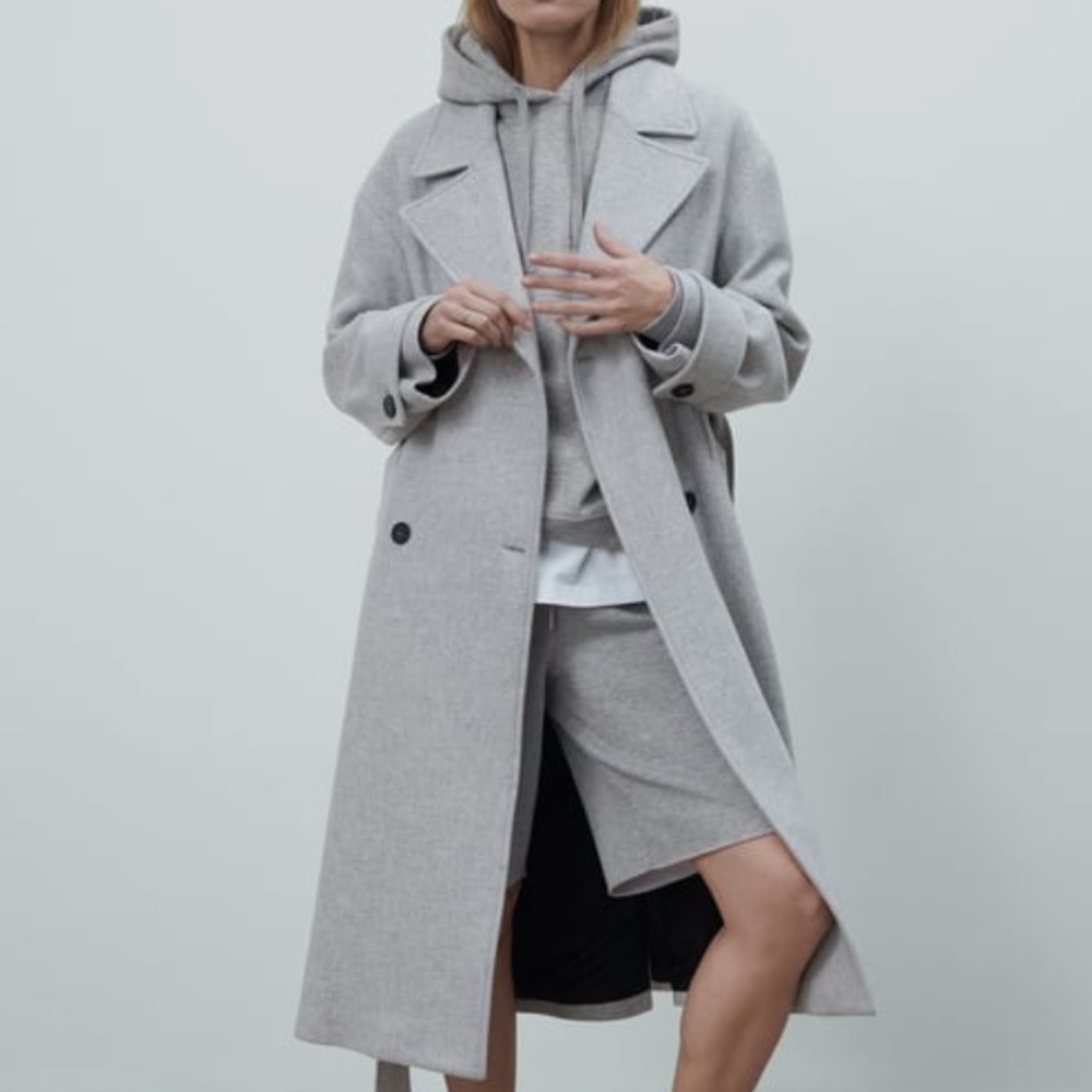 Zara Manteco Wool Blend Gray Coat Size Small NWT 2168/746 - Picture 3 of 9